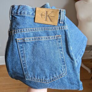 Vintage 90s Calvin Klein Mom Jeans High Rise Denim Tapered Leg Size 32